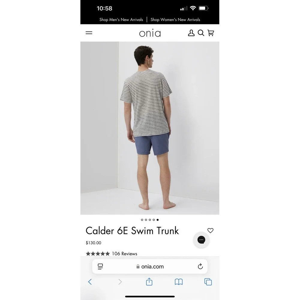 Onia The Calder Swim‎ Trunks Lined Shorts Mens 36x7 Blue Performance Drawstring - Picture 13 of 14